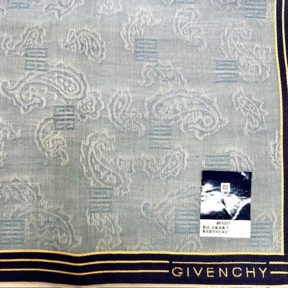 New Ta on GIVENCHY Men Handkerchief 18" Silk Cotton Olive green brown stripe(97) - Picture 5 of 7